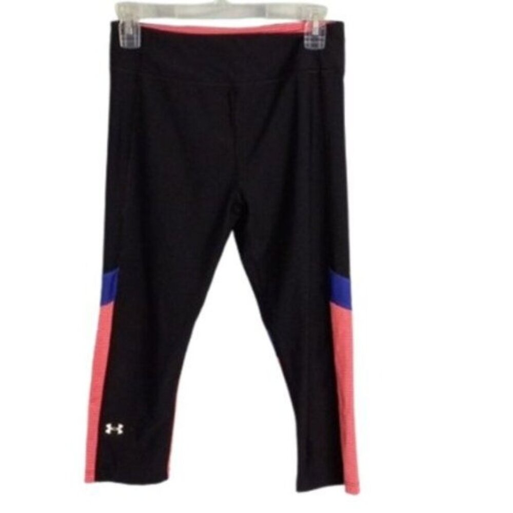 Under Armour Size M Womens HeatGear Compression Cropped Leggings Striped Accents